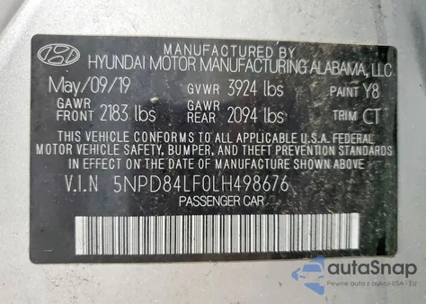 2020 Hyundai Elantra Sel from USA, damaged, VIN 5NPD84LF0LH498676